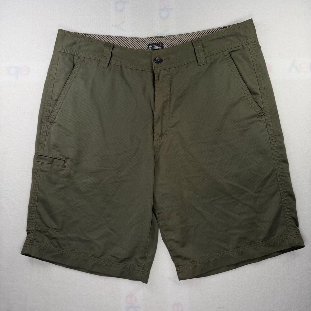 Royal Robbins Chino Shorts Mens 36 Green Hiking Outdoor Microfiber Pockets